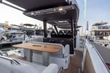 Seating and sun pad. Starboard side deck in upright position.